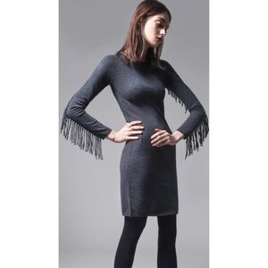 Yoana Baraschi Raven Fringe Charcoal Wool Dress Size S
